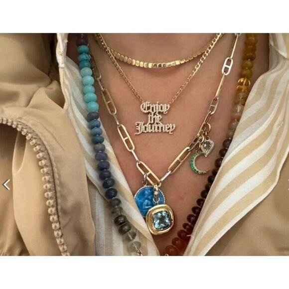 Milestones Ashleigh Bergman Gothic Cuban Link Chain Diamond Necklace 14Kt - Picture 1 of 10